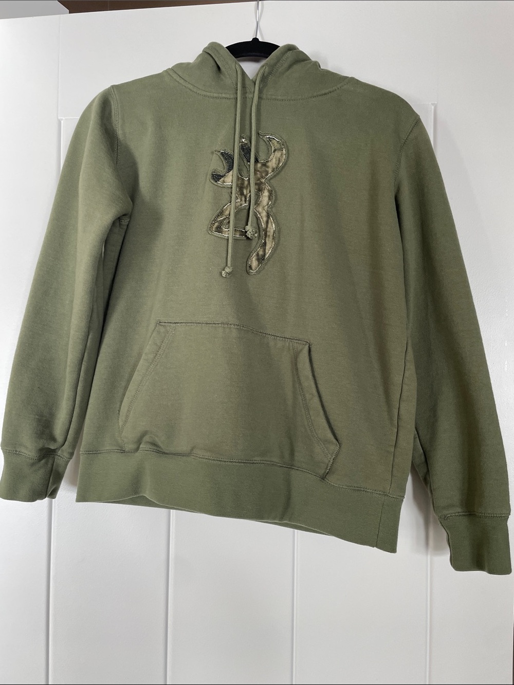 Browning Olive Green Crewneck Hoodie with Camo Logo